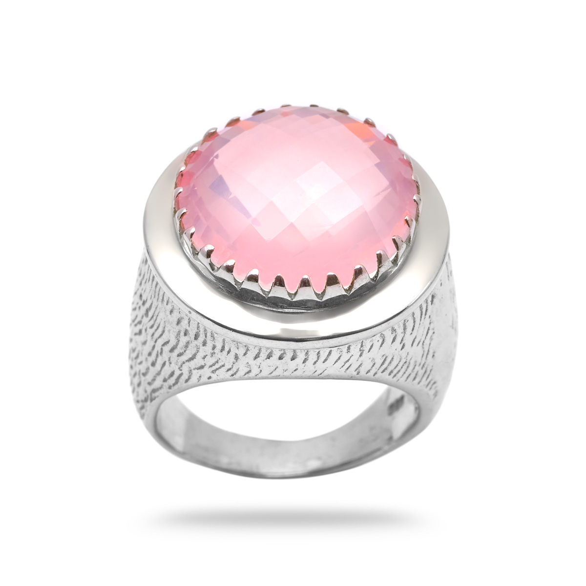 Bague quartz rose argent Luciana